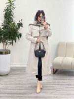بارانی بلند یقه دوبل ژیله دار کد 5489 - تصویر 11