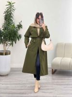 بارانی بلند یقه دوبل ژیله دار کد 5489 - تصویر 4