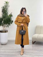 بارانی بلند یقه دوبل ژیله دار کد 5489 - تصویر 25