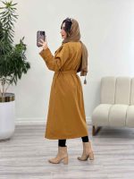 بارانی بلند یقه دوبل ژیله دار کد 5489 - تصویر 23