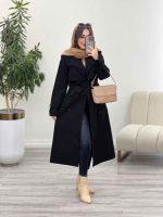 بارانی بلند یقه دوبل ژیله دار کد 5489 - تصویر 18