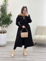 بارانی بلند یقه دوبل ژیله دار کد 5489 - تصویر 14