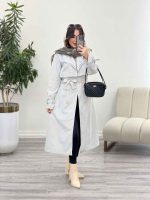 بارانی بلند یقه دوبل ژیله دار کد 5489 - تصویر 17