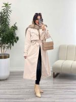 بارانی بلند یقه دوبل ژیله دار کد 5489 - تصویر 12