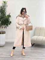 بارانی بلند یقه دوبل ژیله دار کد 5489 - تصویر 16