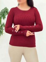 بافت یقه گرد آستین دکمه کد 5938 - تصویر 2