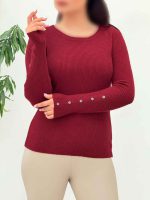 بافت یقه گرد آستین دکمه کد 5938 - تصویر 15