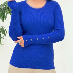 بافت یقه گرد آستین دکمه کد 5938