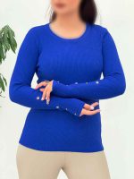 بافت یقه گرد آستین دکمه کد 5938 - تصویر 13