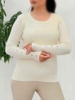 بافت یقه گرد آستین دکمه کد 5938 - تصویر 5