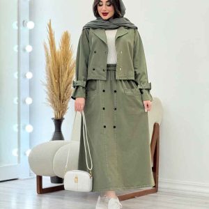 ست کت و دامن کمربند دار کد 5976
