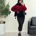 ست دو تکه بافت و سارافون کد 5513