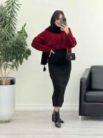 ست دو تکه بافت و سارافون کد 5513