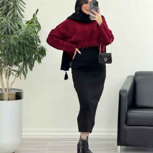 ست دو تکه بافت و سارافون کد 5513