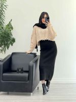 ست دو تکه بافت و سارافون کد 5513 - تصویر 6