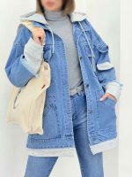 جین ترکیبی آستین ریش چهارجیب کد 5885