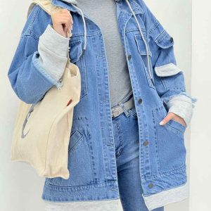 جین ترکیبی آستین ریش چهارجیب کد 5885