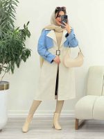 بارانی جین ترکیبی دو جیب کد 5503