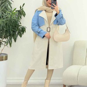 بارانی جین ترکیبی دو جیب کد 5503