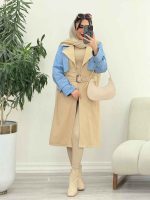 بارانی جین ترکیبی دو جیب کد 5503 - تصویر 2