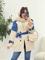 بارانی ژیله ترکیبی سرشانه پاگن کد 5918 - تصویر 8