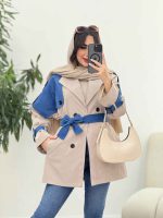 بارانی ژیله ترکیبی سرشانه پاگن کد 5918 - تصویر 12