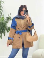 بارانی ژیله ترکیبی سرشانه پاگن کد 5918 - تصویر 2
