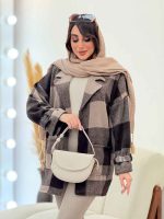 پالتو چهارخونه دو جیب کاملیا کد 5949 - تصویر 8