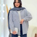 شومیز راه راه تک جیب کد 6089