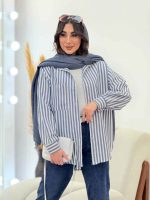 شومیز راه راه تک جیب کد 6089