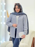 شومیز راه راه تک جیب کد 6089 - تصویر 14