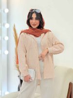 شومیز راه راه تک جیب کد 6089 - تصویر 8