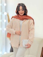 شومیز راه راه تک جیب کد 6089 - تصویر 5