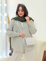 شومیز راه راه تک جیب کد 6089 - تصویر 2
