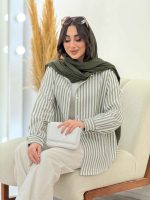 شومیز راه راه تک جیب کد 6089 - تصویر 13