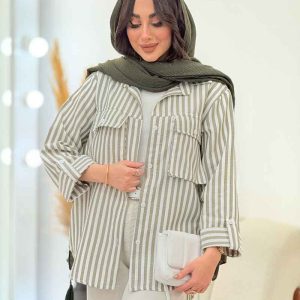 مانتو راه راه جیب پاکتی کد 6088