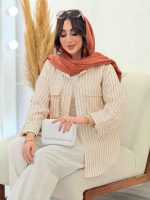 مانتو راه راه جیب پاکتی کد 6088 - تصویر 3