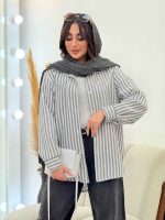 شومیز راه راه تک جیب کد 6089