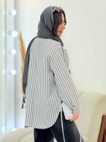 شومیز راه راه تک جیب کد 6089 - تصویر 4