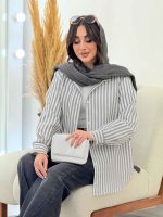 شومیز راه راه تک جیب کد 6089 - تصویر 18