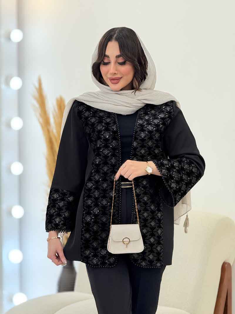 مانتو مازراتی آستین مروارید کد 6106 مانتو مازراتی آستین مروارید کد 6106