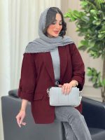 مانتو لینن دو دکمه جیب نما کد 6158 - تصویر 14