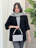 مانتو لینن دو دکمه جیب نما کد 6158 - تصویر 5