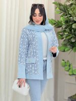 مانتو جین نواردوزی جیب سگک کد 6141 - تصویر 7