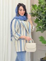 مانتو راه راه جیب نما کد 6110 - تصویر 4