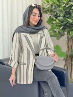 مانتو راه راه جیب نما کد 6110 - تصویر 2