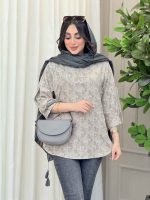 مانتو شومیزی آستین پاگن گلاره کد 6127