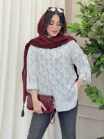 مانتو شومیزی آستین پاگن گلاره کد 6127 - تصویر 2
