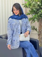 مانتو طرح دار جلو باز یسنا کد 6165 - تصویر 3