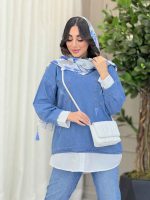 جین ترکیبی دو جیب زاپ دار کد 6078 - تصویر 3